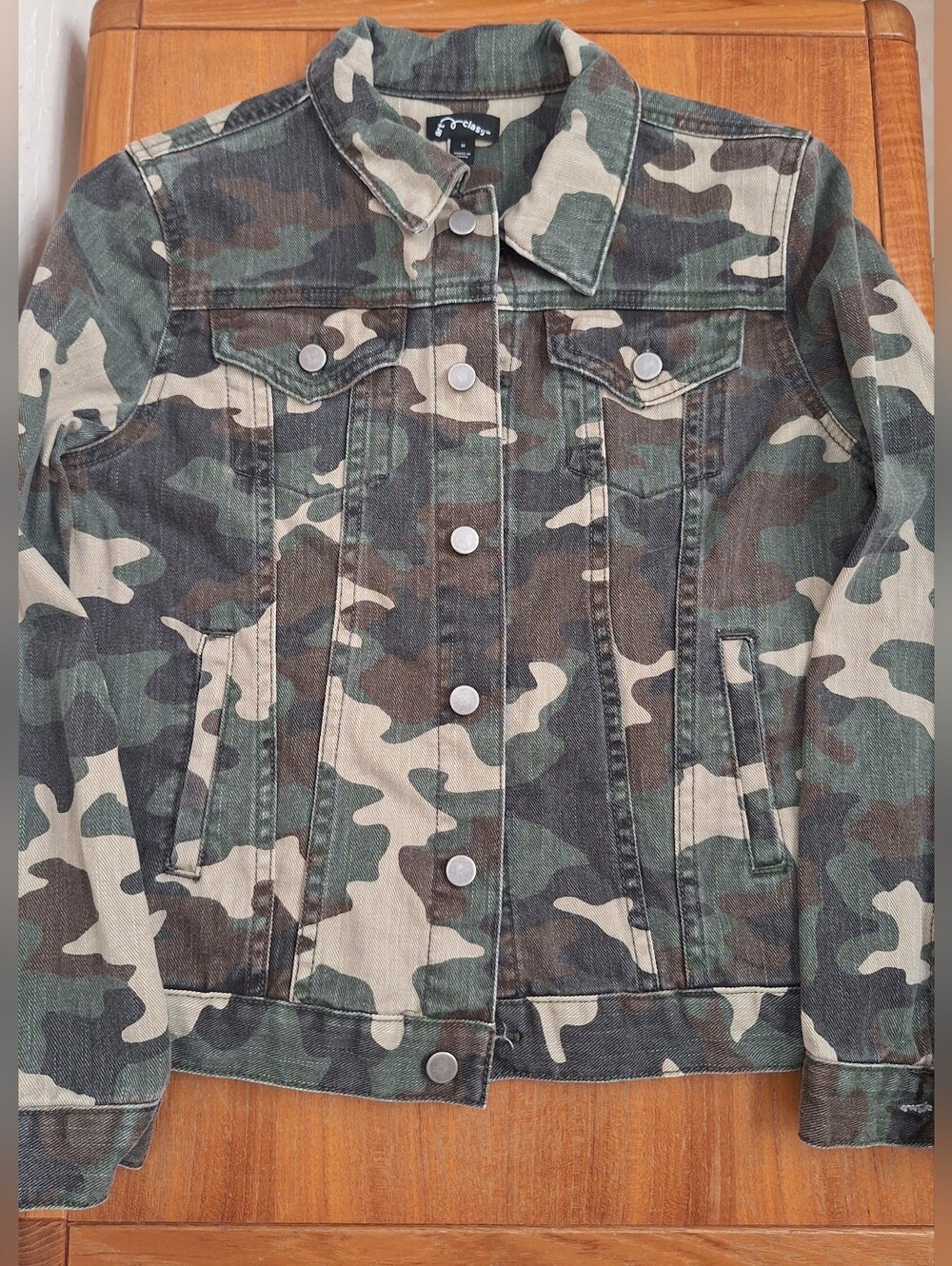 Art Class Camo Jean Jacket Denim Trucker 100% Cotton Pockets Kids Boys M